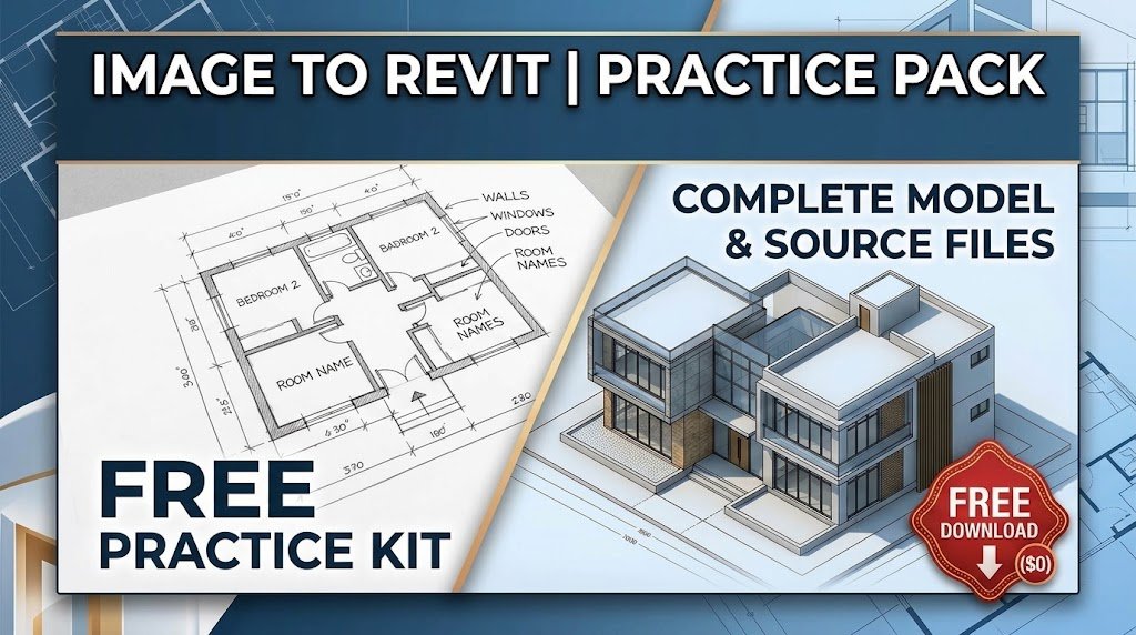 Image to Revit Practice Kit (2D Sketch + Finished 3D Revit Model)